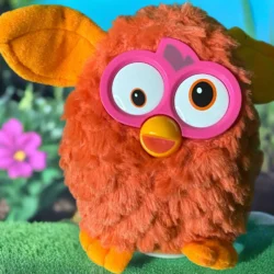 a stuffed animal with big eyes