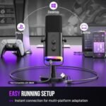 ميكروفون FIFINE ديناميكي بتقنية XLR/USB لتسجيل البودكاست، وميكروفون للألعاب والبث المباشر على أجهزة الكمبيوتر مع إضاءة RGB، ومقبس سماعات رأس، وميكروفون صوتي للغناء على يوتيوب - - Image 7