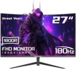 Great voell شاشة ألعاب مقاس 27 بوصة، 180 هرتز، FHD (1920×1080 بكسل)، HDR، 99% sRGB، FreeSync، مضادة للضوء الأزرق، قابلة للتثبيت على الحائط VESA، HDMI 2.0 وDP 1.4، قابلة للتعديل بالميل، شاشة كمبيوتر