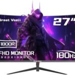Great voell شاشة ألعاب مقاس 27 بوصة، 180 هرتز، FHD (1920×1080 بكسل)، HDR، 99% sRGB، FreeSync، مضادة للضوء الأزرق، قابلة للتثبيت على الحائط VESA، HDMI 2.0 وDP 1.4، قابلة للتعديل بالميل، شاشة كمبيوتر