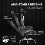 كرسي ألعاب مريح GTPLAYER #1USA مع وسادة تدليك USB ومسند للقدمين ومساند للذراعين - كرسي مكتب ألعاب الفيديو من جلد البولي يوريثين مع دعم قطني قابل للتعديل ومسند رأس (GCC، أسود) - Image 5