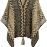 Women’s Poncho Shawl Boho Zigzag Knit Wrap Open Front Warming Cardigan Sweater with Tassels (Beige) Buy Online at Best Price in UAE - Amazon.ae