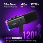 ميكروفون FIFINE ديناميكي بتقنية XLR/USB لتسجيل البودكاست، وميكروفون للألعاب والبث المباشر على أجهزة الكمبيوتر مع إضاءة RGB، ومقبس سماعات رأس، وميكروفون صوتي للغناء على يوتيوب - - Image 3