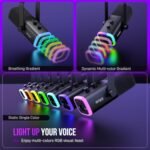 ميكروفون FIFINE ديناميكي بتقنية XLR/USB لتسجيل البودكاست، وميكروفون للألعاب والبث المباشر على أجهزة الكمبيوتر مع إضاءة RGB، ومقبس سماعات رأس، وميكروفون صوتي للغناء على يوتيوب - - Image 5