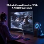 Great voell شاشة ألعاب مقاس 27 بوصة، 180 هرتز، FHD (1920×1080 بكسل)، HDR، 99% sRGB، FreeSync، مضادة للضوء الأزرق، قابلة للتثبيت على الحائط VESA، HDMI 2.0 وDP 1.4، قابلة للتعديل بالميل، شاشة كمبيوتر - Image 4